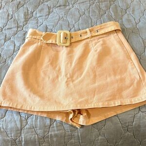 Elegant Belted Orange Women's Skort